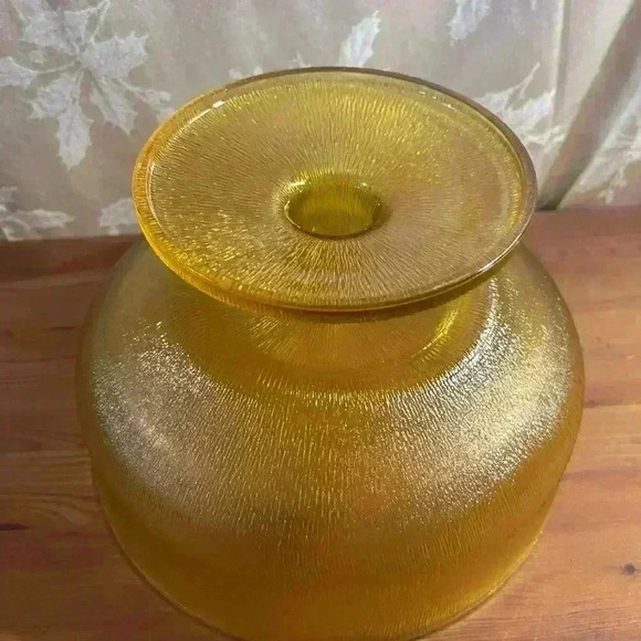 Vintage Frosted Amber Large  Compote Glass Bowl - Picture 4 of 5